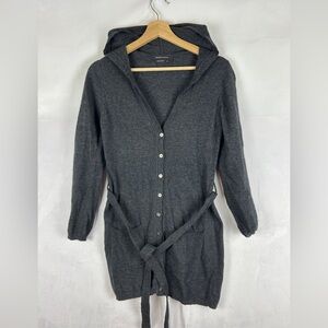 BCBG MAXAZRIA Cashmere Angora Hooded Cardigan Charcoal Grey Women's Small‎ Wool